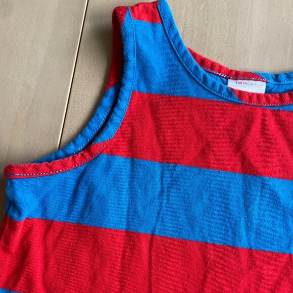 Hanna Andersson Stripe Peplum Tank In Combed Cotton, Red & Blue - Size 8 - Picture 3 of 11